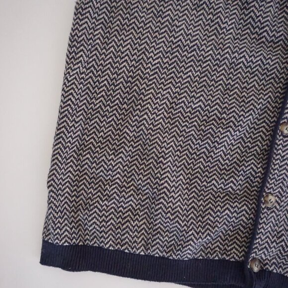 Vintage Old Glory Navy White 3D Knit Chevron 100% Cotton Button Vest Sweater M - Picture 8 of 11